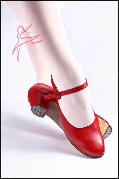 Туфли Фламенко; натуральная кожа; цвет: красный.